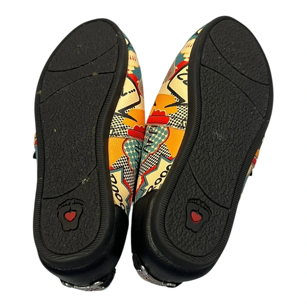 Skechers BOBS for Dogs Comic Book Pop Art Slip On Flats Shoes Womens 7‎ 34398